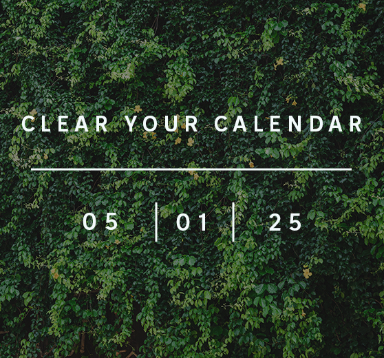 greenery background with clear your calendar text with 5.1.25 text in white